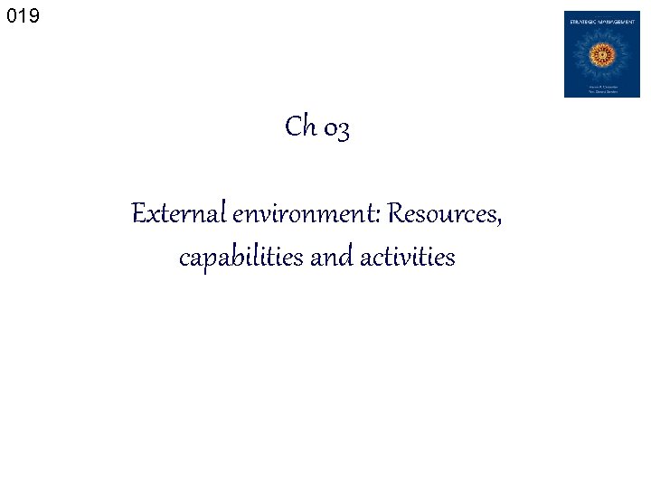019 Ch 03 External environment: Resources, capabilities and activities 