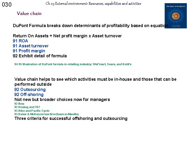 030 Ch 03 External environment: Resources, capabilities and activities Value chain Du. Pont Formula