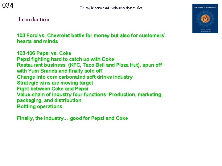 034 Ch 04 Macro and industry dynamics Introduction 103 Ford vs. Chevrolet battle for