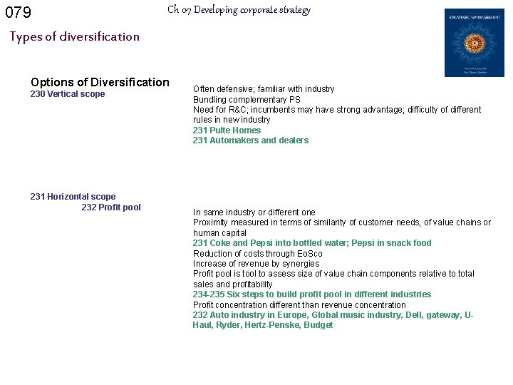 079 Ch 07 Developing corporate strategy Types of diversification Options of Diversification 230 Vertical