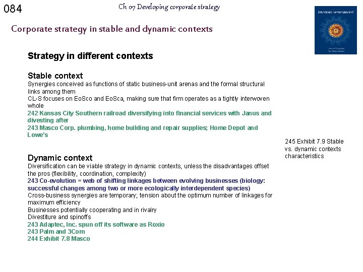 084 Ch 07 Developing corporate strategy Corporate strategy in stable and dynamic contexts Strategy