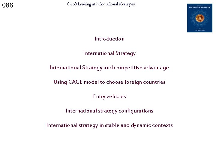 086 Ch 08 Looking at international strategies Introduction International Strategy and competitive advantage Using