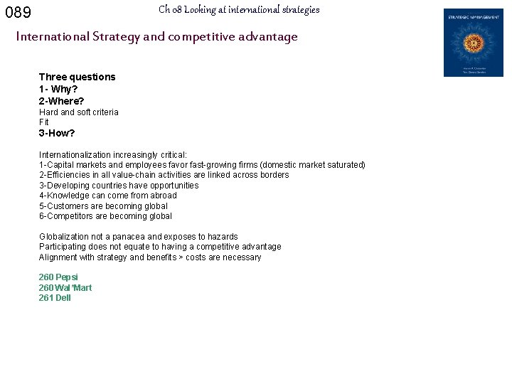 089 Ch 08 Looking at international strategies International Strategy and competitive advantage Three questions