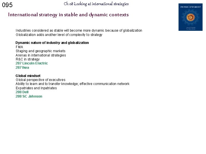 095 Ch 08 Looking at international strategies International strategy in stable and dynamic contexts