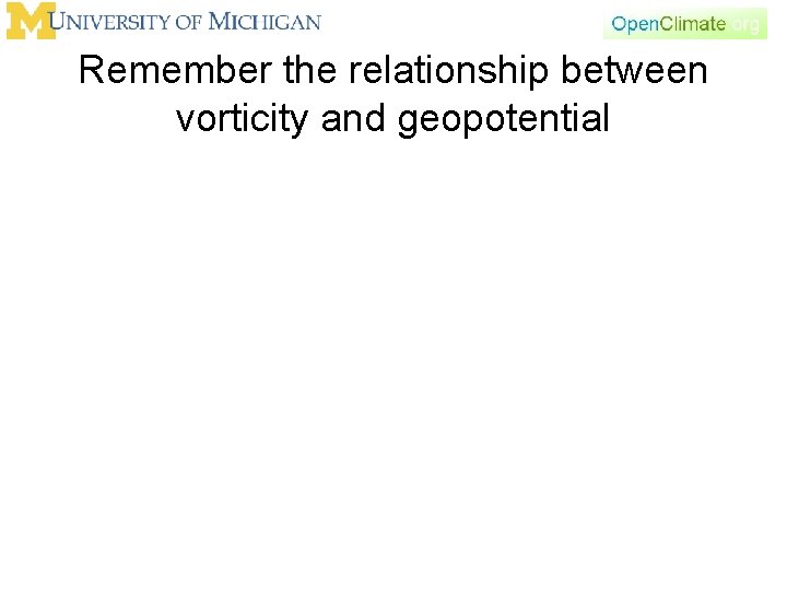 Remember the relationship between vorticity and geopotential 