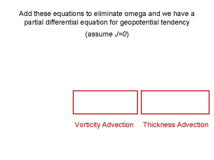 Add these equations to eliminate omega and we have a partial differential equation for