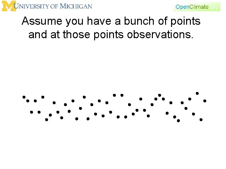 Assume you have a bunch of points and at those points observations. 