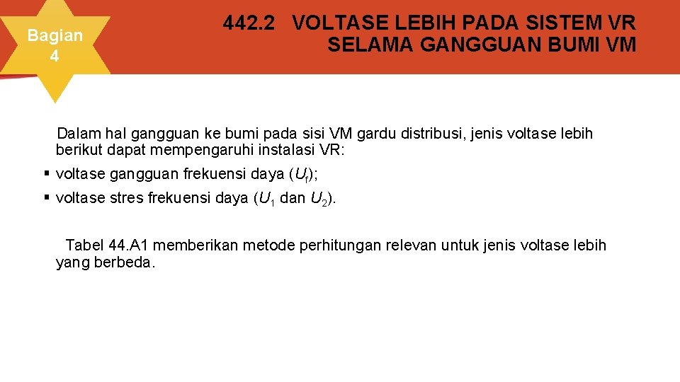 Bagian 4 442. 2 VOLTASE LEBIH PADA SISTEM VR SELAMA GANGGUAN BUMI VM Dalam