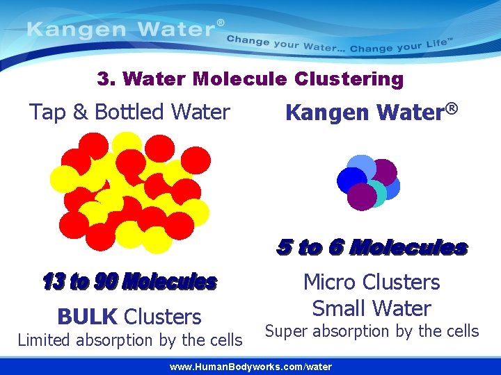 3. Water Molecule Clustering Tap & Bottled Water Kangen Water® BULK Clusters Micro Clusters