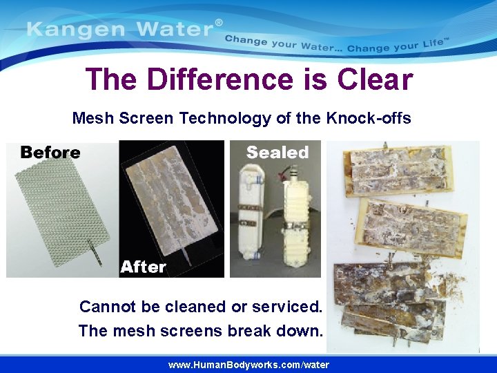 The Difference is Clear Mesh Screen Technology of the Knock-offs Cannot be cleaned or