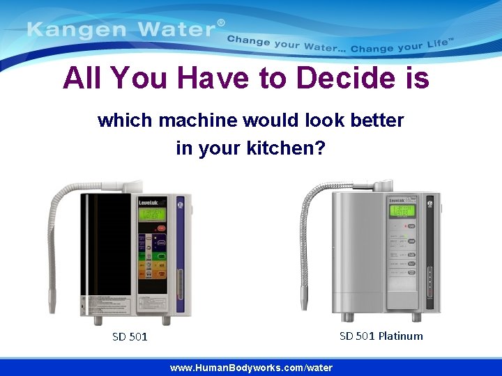 All You Have to Decide is which machine would look better in your kitchen?