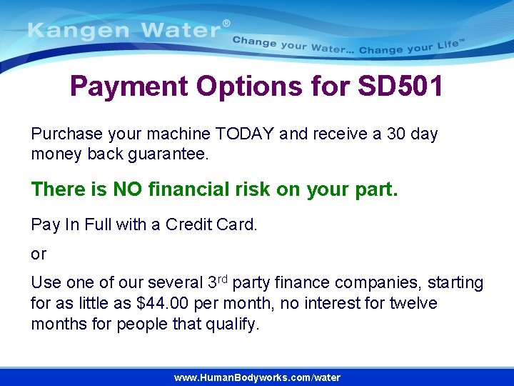 Payment Options for SD 501 Purchase your machine TODAY and receive a 30 day Payment Options for SD 501 Purchase your machine TODAY and receive a 30 day