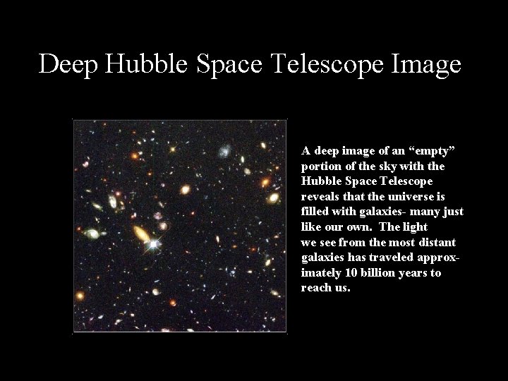 Deep Hubble Space Telescope Image A deep image of an “empty” portion of the