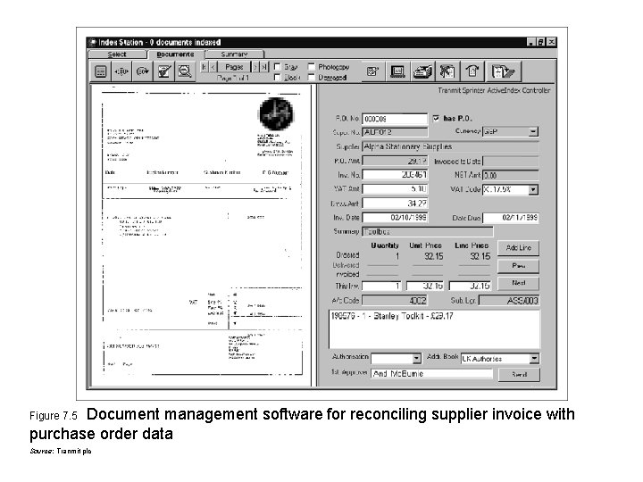 Document management software for reconciling supplier invoice with purchase order data Figure 7. 5