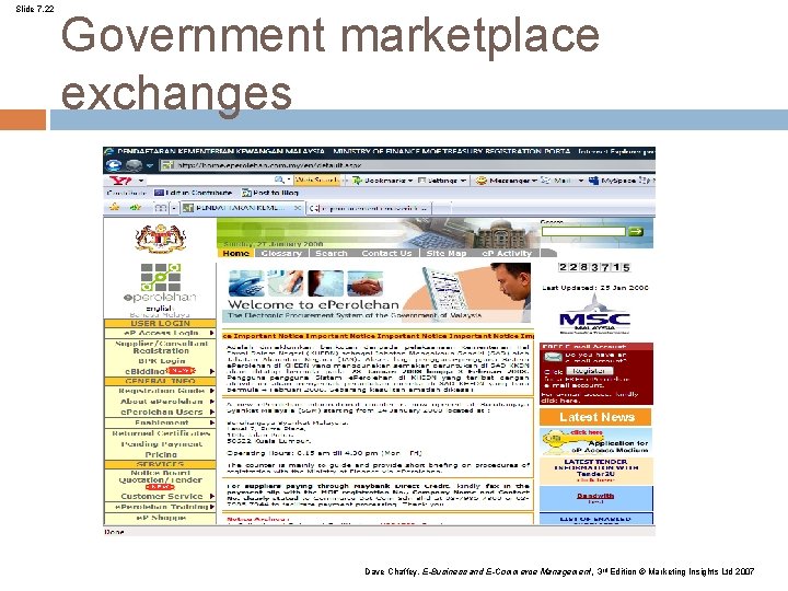 Slide 7. 22 Government marketplace exchanges Dave Chaffey, E-Business and E-Commerce Management, 3 rd