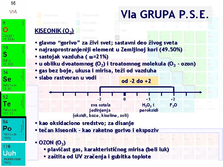 VIa GRUPA P. S. E. KISEONIK (O 2) § glavno “gorivo” za živi svet; VIa GRUPA P. S. E. KISEONIK (O 2) § glavno “gorivo” za živi svet;