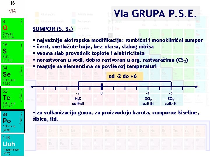 VIa GRUPA P. S. E. SUMPOR (S, S 8) § najvažnije alotropske modifikacije: rombični VIa GRUPA P. S. E. SUMPOR (S, S 8) § najvažnije alotropske modifikacije: rombični