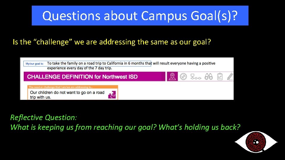 Questions about Campus Goal(s)? Is the “challenge” we are addressing the same as our