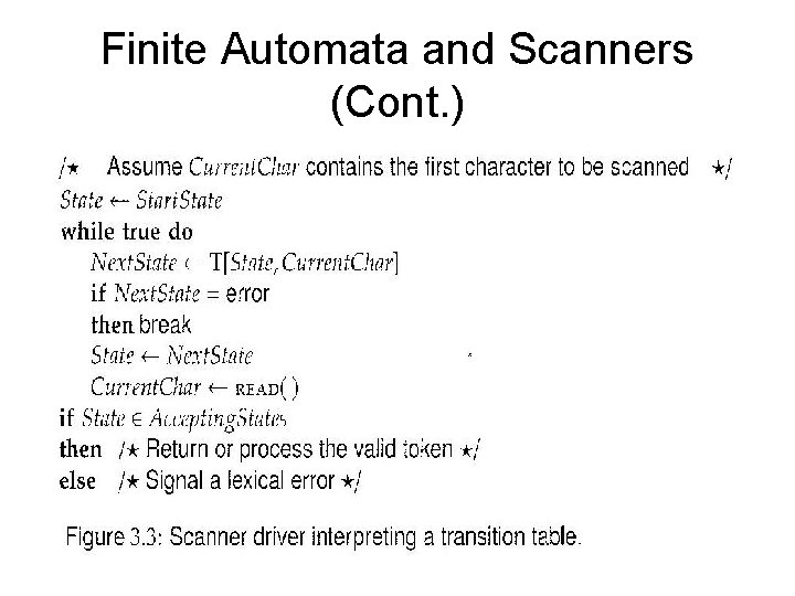 Finite Automata and Scanners (Cont. ) 19 