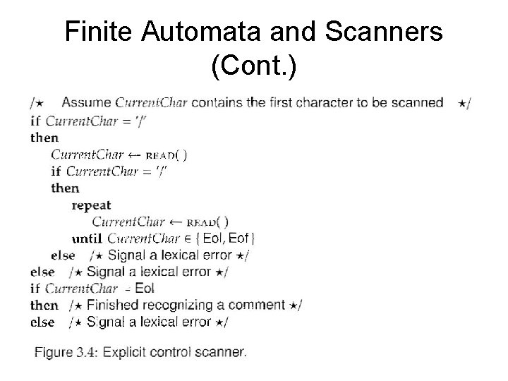 Finite Automata and Scanners (Cont. ) 21 
