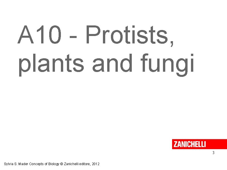 A 10 - Protists, plants and fungi 3 Sylvia S. Mader Concepts of Biology