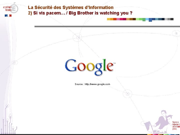 La Sécurité des Systèmes d’Information 2) Si vis pacem… / Big Brother is watching