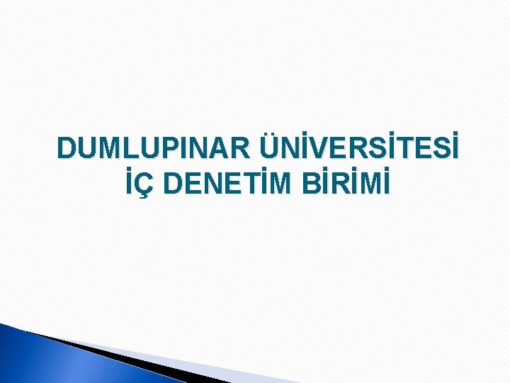 DUMLUPINAR ÜNİVERSİTESİ İÇ DENETİM BİRİMİ 