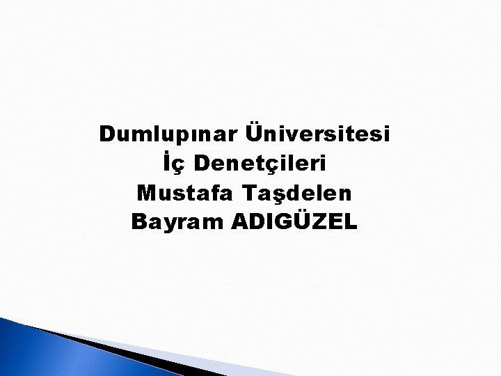 Dumlupınar Üniversitesi İç Denetçileri Mustafa Taşdelen Bayram ADIGÜZEL 