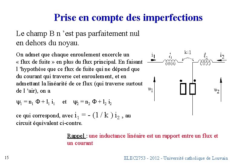 Prise en compte des imperfections Le champ B n ’est pas parfaitement nul en Prise en compte des imperfections Le champ B n ’est pas parfaitement nul en