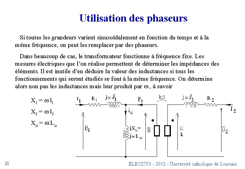 Utilisation des phaseurs Si toutes les grandeurs varient sinusoïdalement en fonction du temps et Utilisation des phaseurs Si toutes les grandeurs varient sinusoïdalement en fonction du temps et