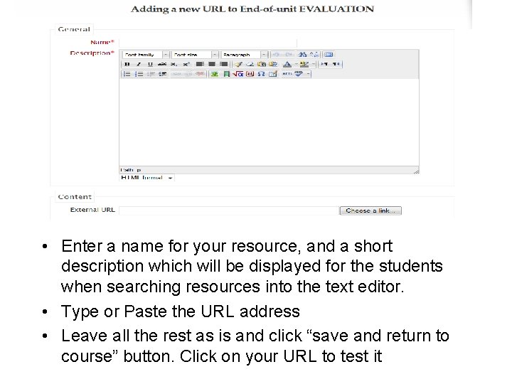  • Enter a name for your resource, and a short description which will