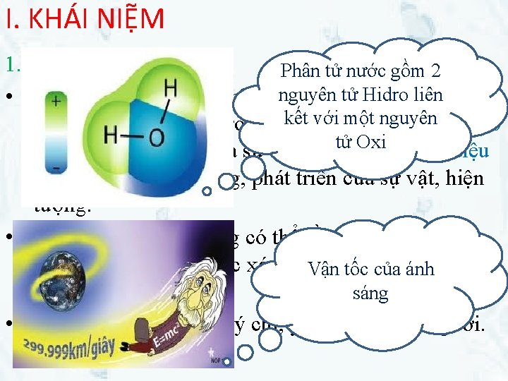 I. KHÁI NIỆM 1. Lượng: Phân tử nước gồm 2 nguyên tử Hidro liên