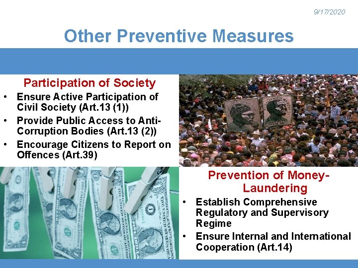 9/17/2020 Other Preventive Measures Participation of Society • Ensure Active Participation of Civil Society