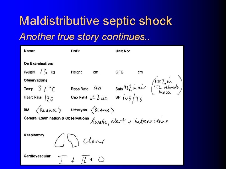Maldistributive septic shock Another true story continues. . 