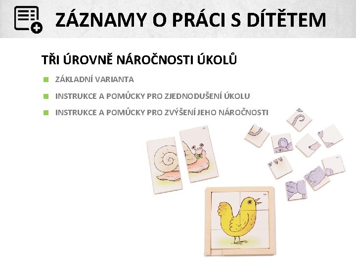 ZÁZNAMY O PRÁCI S DÍTĚTEM TŘI ÚROVNĚ NÁROČNOSTI ÚKOLŮ < ZÁKLADNÍ VARIANTA < INSTRUKCE