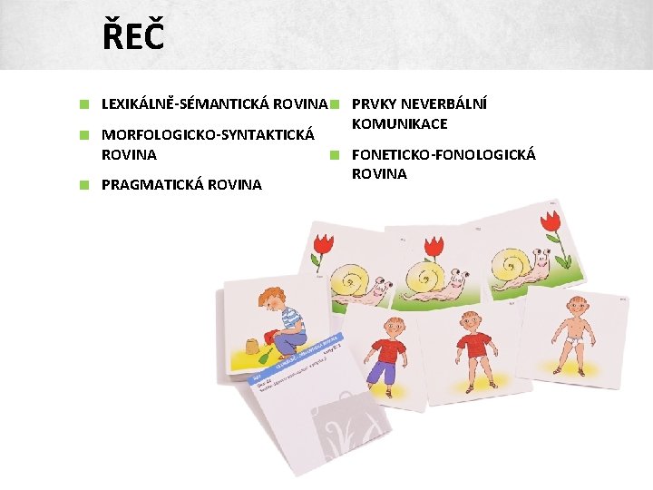 ŘEČ < LEXIKÁLNĚ-SÉMANTICKÁ ROVINA< PRVKY NEVERBÁLNÍ KOMUNIKACE < MORFOLOGICKO-SYNTAKTICKÁ ROVINA < FONETICKO-FONOLOGICKÁ ROVINA <