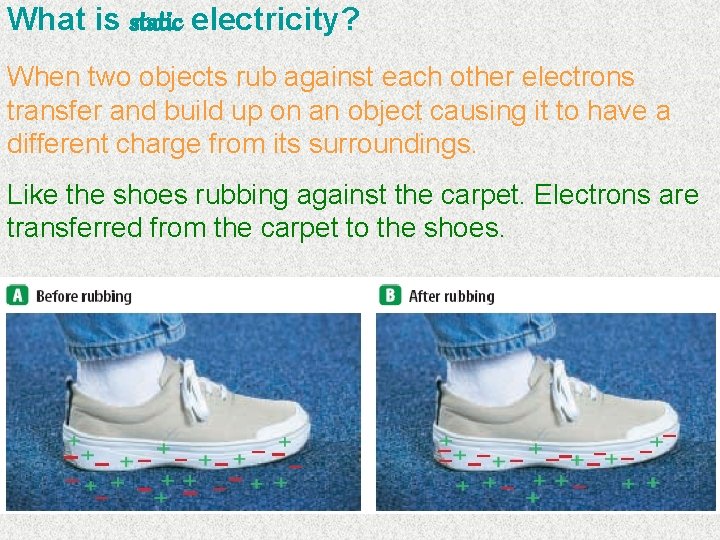 What is static electricity? When two objects rub against each other electrons transfer and