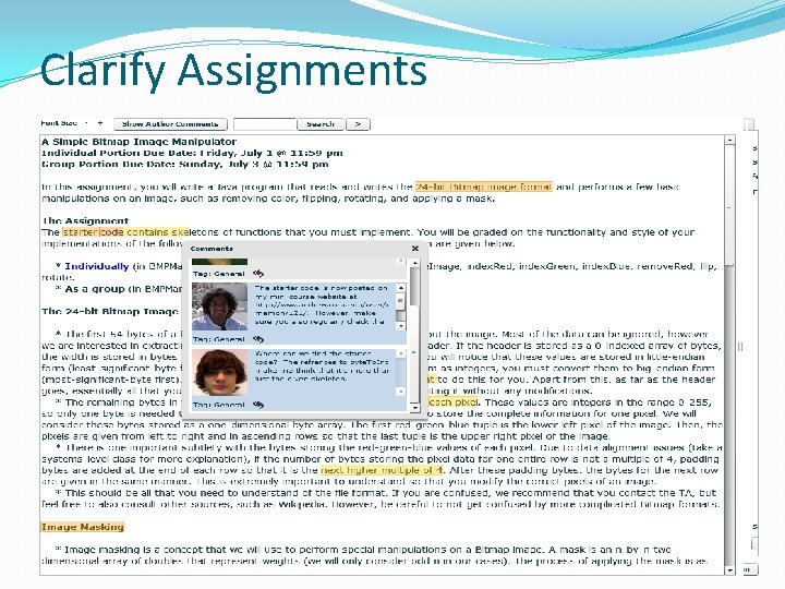 Clarify Assignments Clarify Assignments