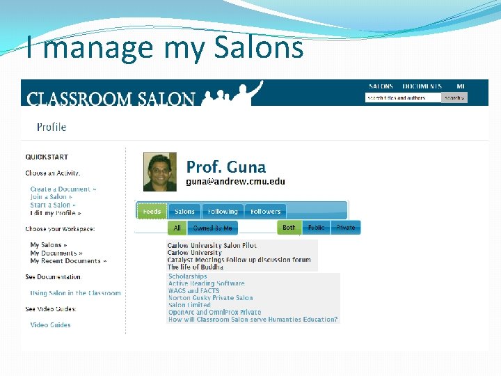 I manage my Salons I manage my Salons