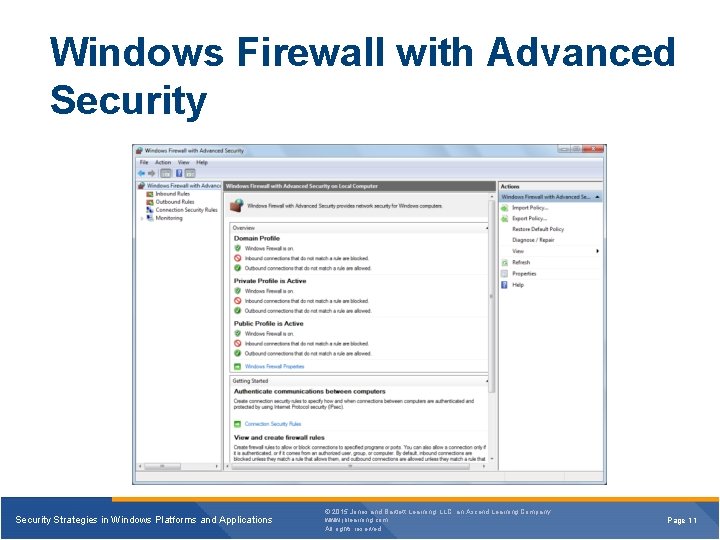 Windows Firewall with Advanced Security Strategies in Windows Platforms and Applications © 2015 Jones