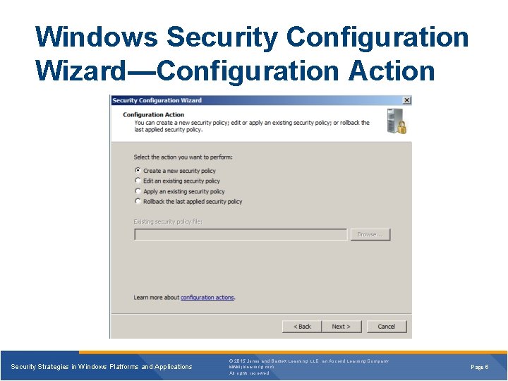 Windows Security Configuration Wizard—Configuration Action Security Strategies in Windows Platforms and Applications © 2015