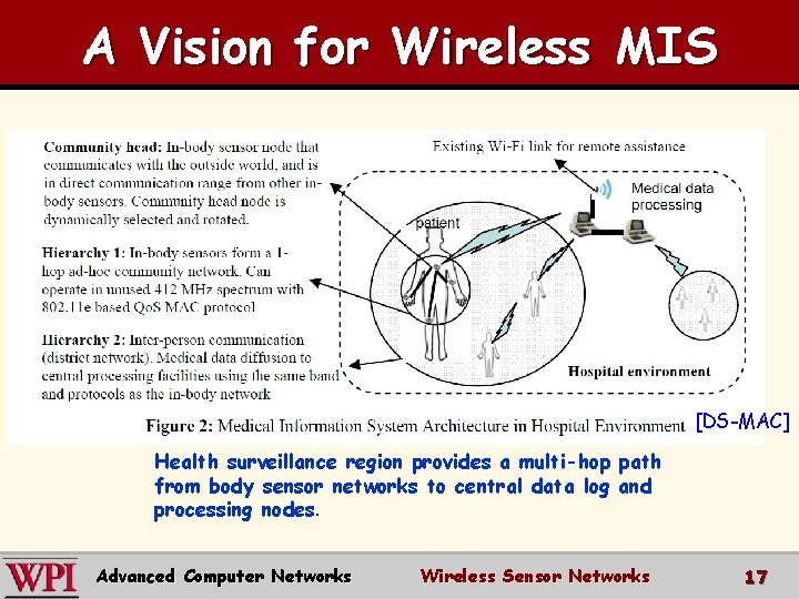 A Vision for Wireless MIS [DS-MAC] Health surveillance region provides a multi-hop path from