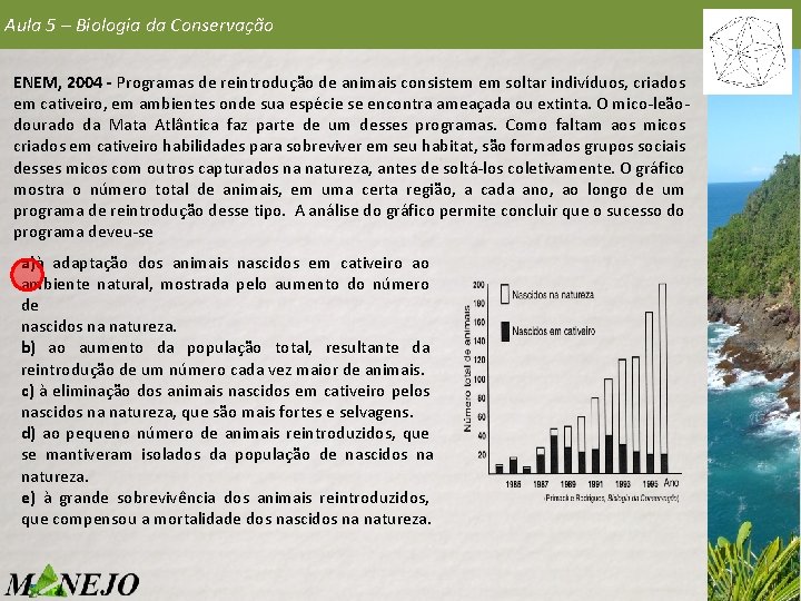 Aula 5 – Biologia da Conservação ENEM, 2004 - Programas de reintrodução de animais