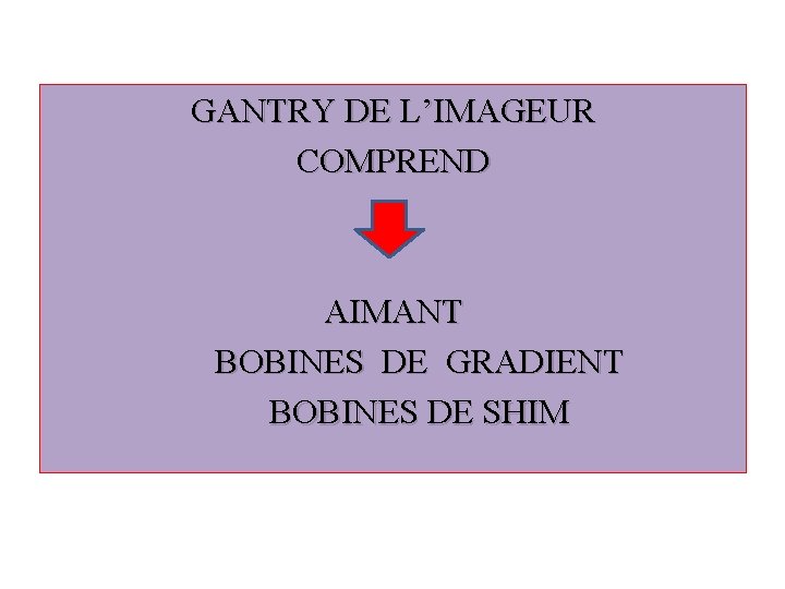 GANTRY DE L’IMAGEUR COMPREND AIMANT BOBINES DE GRADIENT BOBINES DE SHIM 