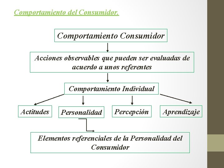 Comportamiento del Consumidor. Comportamiento Consumidor Acciones observables que pueden ser evaluadas de acuerdo a