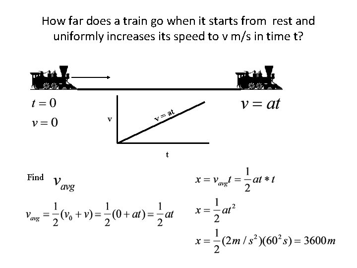 How far does a train go when it starts from rest and uniformly increases