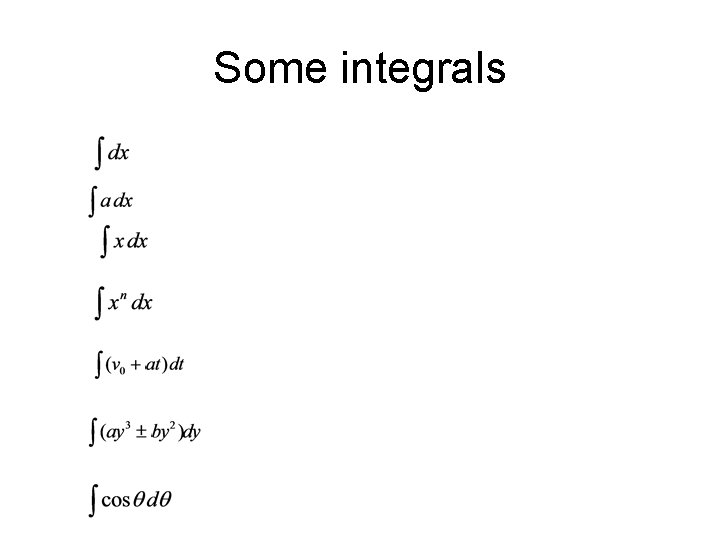 Some integrals 