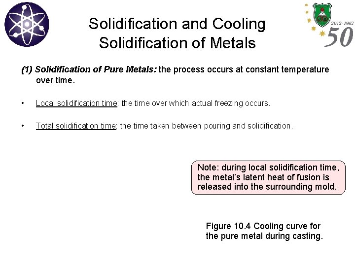 Solidification and Cooling Solidification of Metals (1) Solidification of Pure Metals: the process occurs