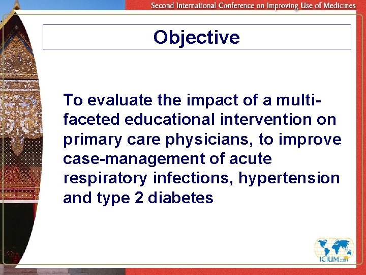 Objective To evaluate the impact of a multifaceted educational intervention on primary care physicians,