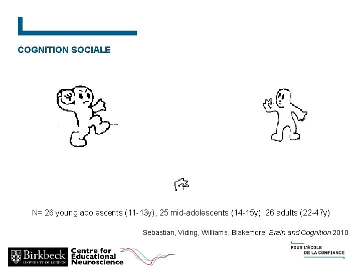 COGNITION SOCIALE N= 26 young adolescents (11 -13 y), 25 mid-adolescents (14 -15 y),